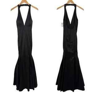 Windsor Black V-Neck Sleeveless Formal Halter Gown Maxi Dress Size Small